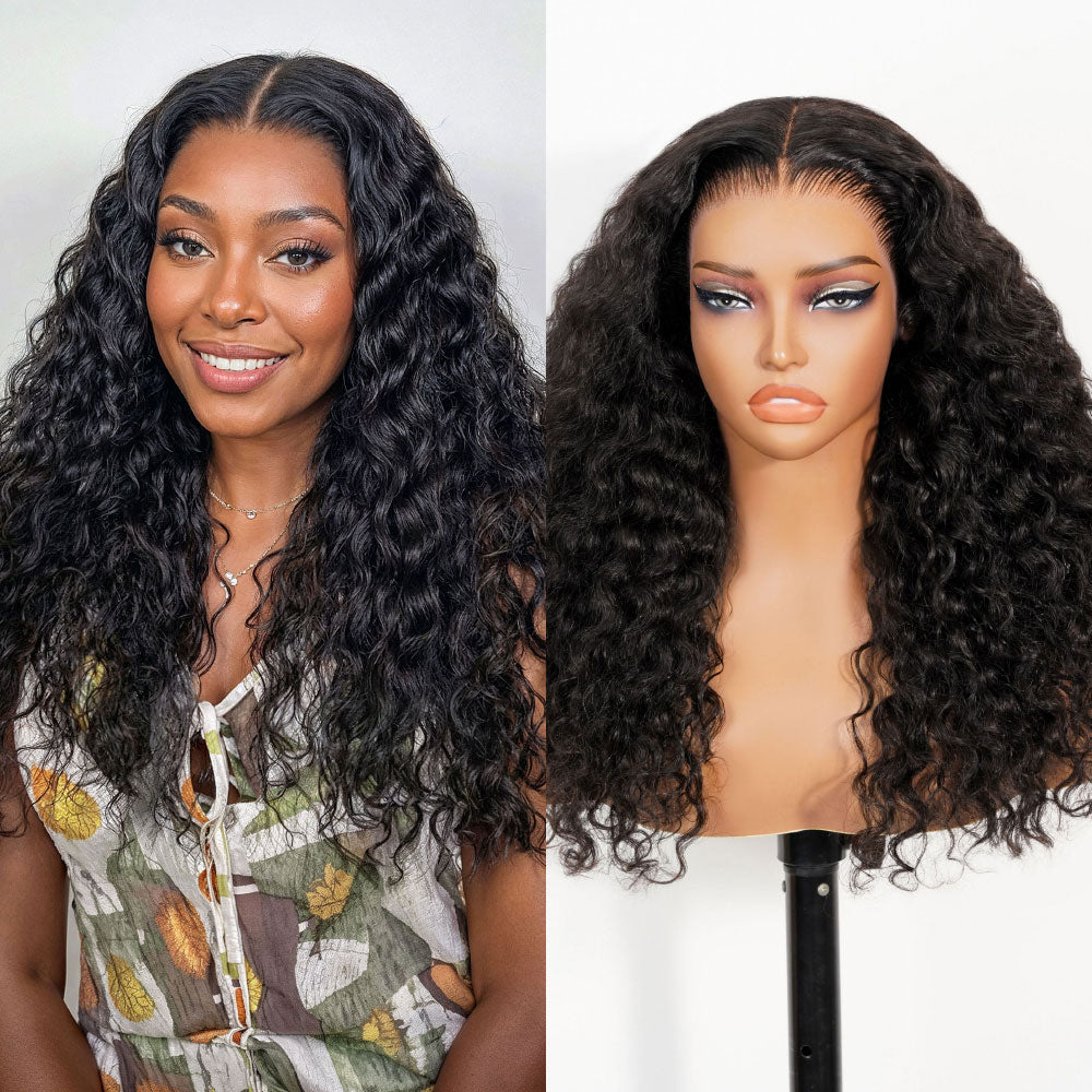 Golden Premium Zero-Wear™ Truly Snap & Go transparent Lace Wig Water Wave CURLY 13x6 Glueless 100% Human Hair Wigs Seamless Fit All Skins