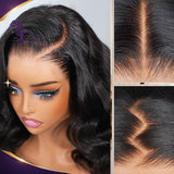 Golden Premium Signature 13x6 Transparent Lace Body Wave Bob Glueless Wig – 160% Density | Invisible Knots | Natural Black