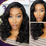 Golden Premium Signature 13x6 Transparent Lace Body Wave Bob Glueless Wig – 160% Density | Invisible Knots | Natural Black