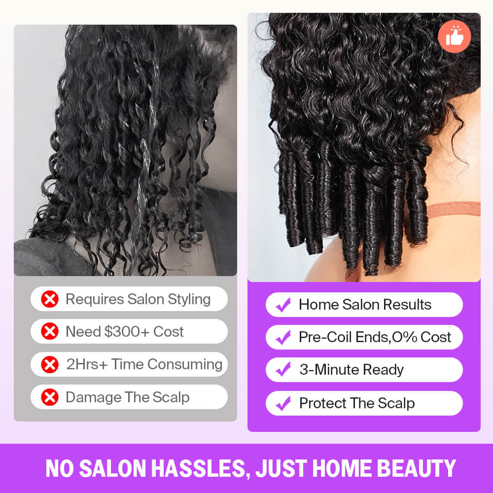 Golden Premium CrownFit™ 13×6 Transparent  Lace Glueless Burmese Curly Wig | Finger Coil Ends | Adjustable Drawstring | 100% Indian Human Hair