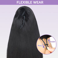 Demi-perruque 3 en 1 – Look naturel, base invisible, style droit pour une polyvalence facile à porter et à emporter