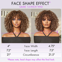 Golden Premium Curly Bang Wig – Water Wave | Minimalist Lace | Beginner Friendly