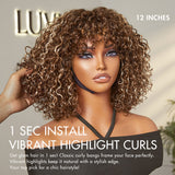 Golden Premium Curly Bang Wig – Water Wave | Minimalist Lace | Beginner Friendly