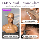 Golden Premium Curly Bang Wig – Water Wave | Minimalist Lace | Beginner Friendly