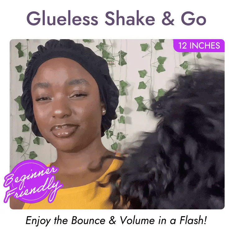 Golden Premium Curly Bang Wig – Water Wave | Minimalist Lace | Beginner Friendly