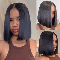Perruque Bob Lisse Coupe Franche 2x6 Pouces avec Raie Profonde Cheveux Naturels du Vietnam Densité 220%