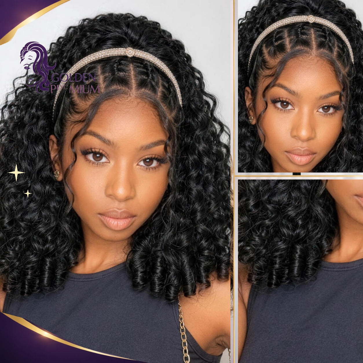 Golden Premium 250% Super Dense Burmese Curly Ponytail – Finger Coil Ends | 100% Human Hair Extension | Invisible Drawstring Band