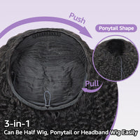 Demi-perruque 3 en 1 – Look naturel, base invisible, style droit pour une polyvalence facile à porter et à emporter