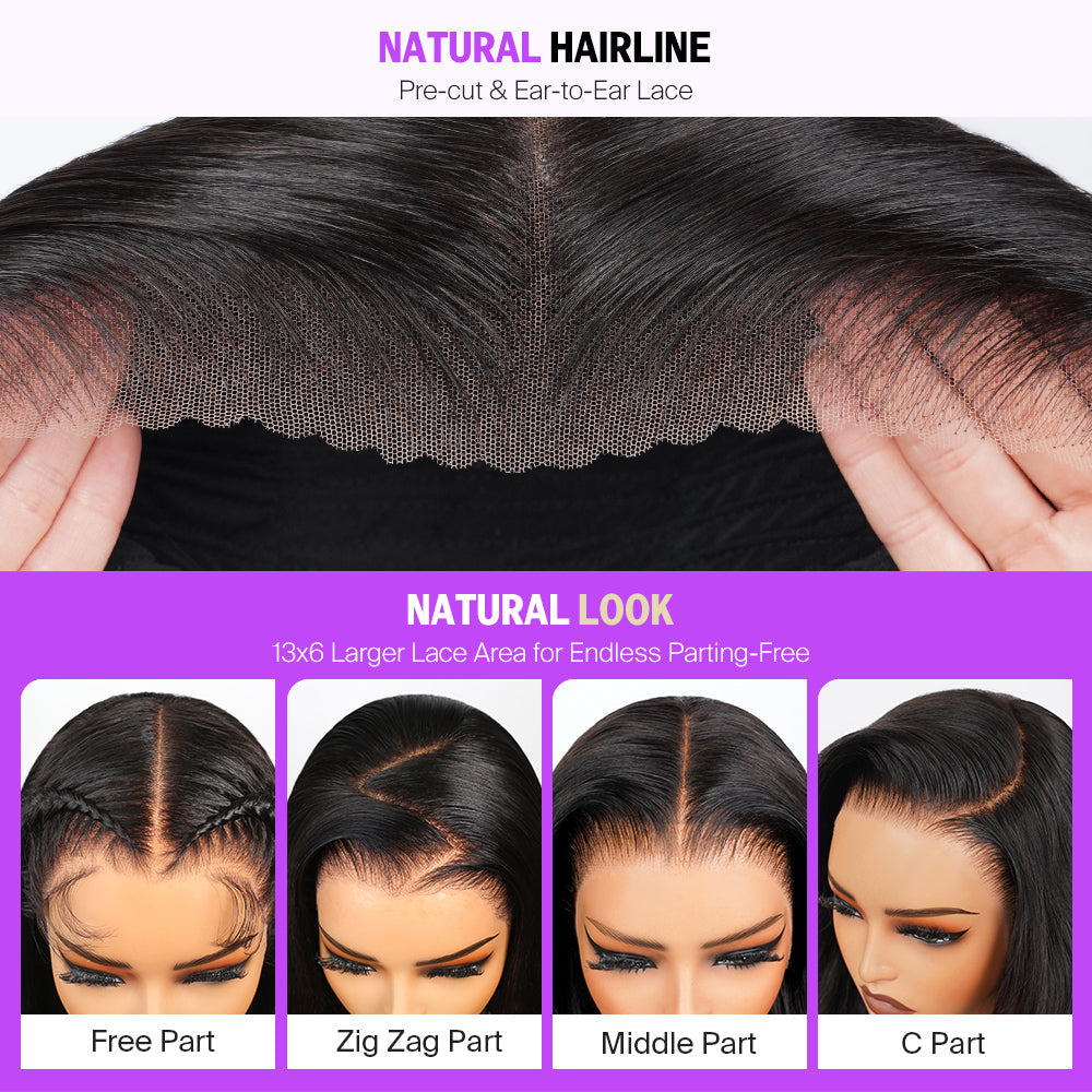 18"=$199.99 13x6 Three-Go™ Glueless Wig With Drawstring 100% Human Hair Wig