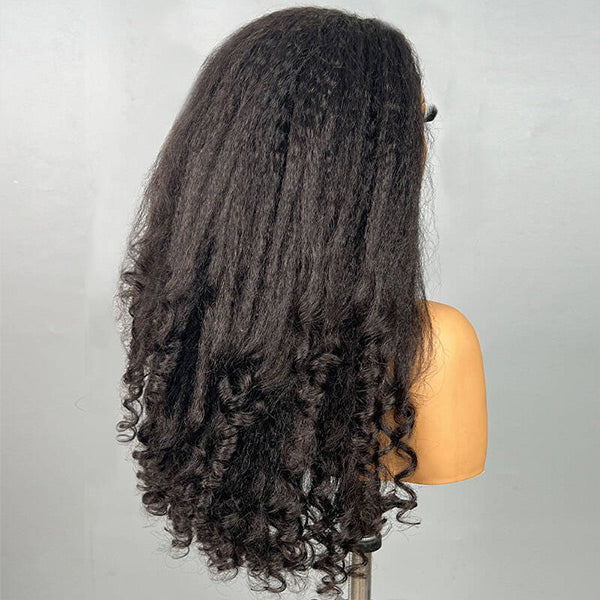 Perruque bandeau Golden Premium CrownFit™ Kinky Yaki | Cheveux 100 % humains indiens | Noir naturel