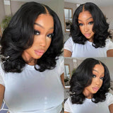 golden premium 13X4 Invisible Knots Short Body Wave Bob Wigs With CLOSURE Lace Natural Hairline