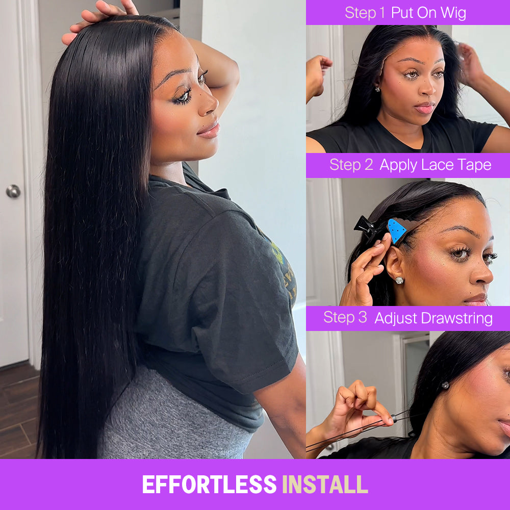 18"=$199.99 13x6 Three-Go™ Glueless Wig With Drawstring 100% Human Hair Wig