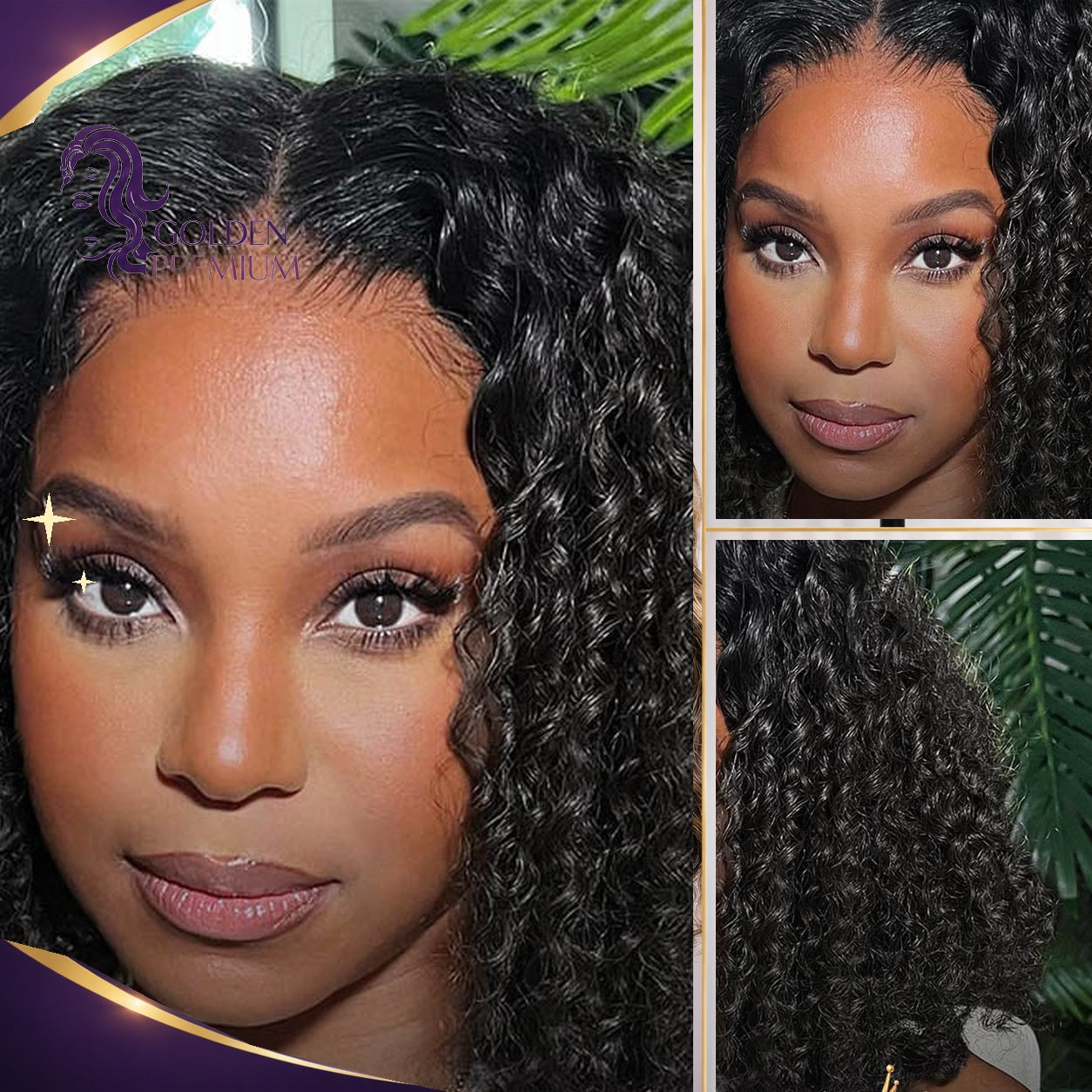 Golden Premium 4x4 Transparent Lace Curly Pixie Bob Wig | 100% Indian Human Hair | Invisible Knots | Natural Black