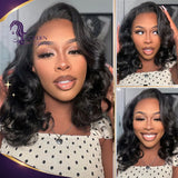 Golden Premium Signature 13x6 Transparent Lace Body Wave Bob Glueless Wig – 160% Density | Invisible Knots | Natural Black