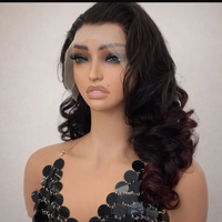 Golden Premium Midnight Burgundy Body Wave – 13x6 Transparent Lace Front Wig