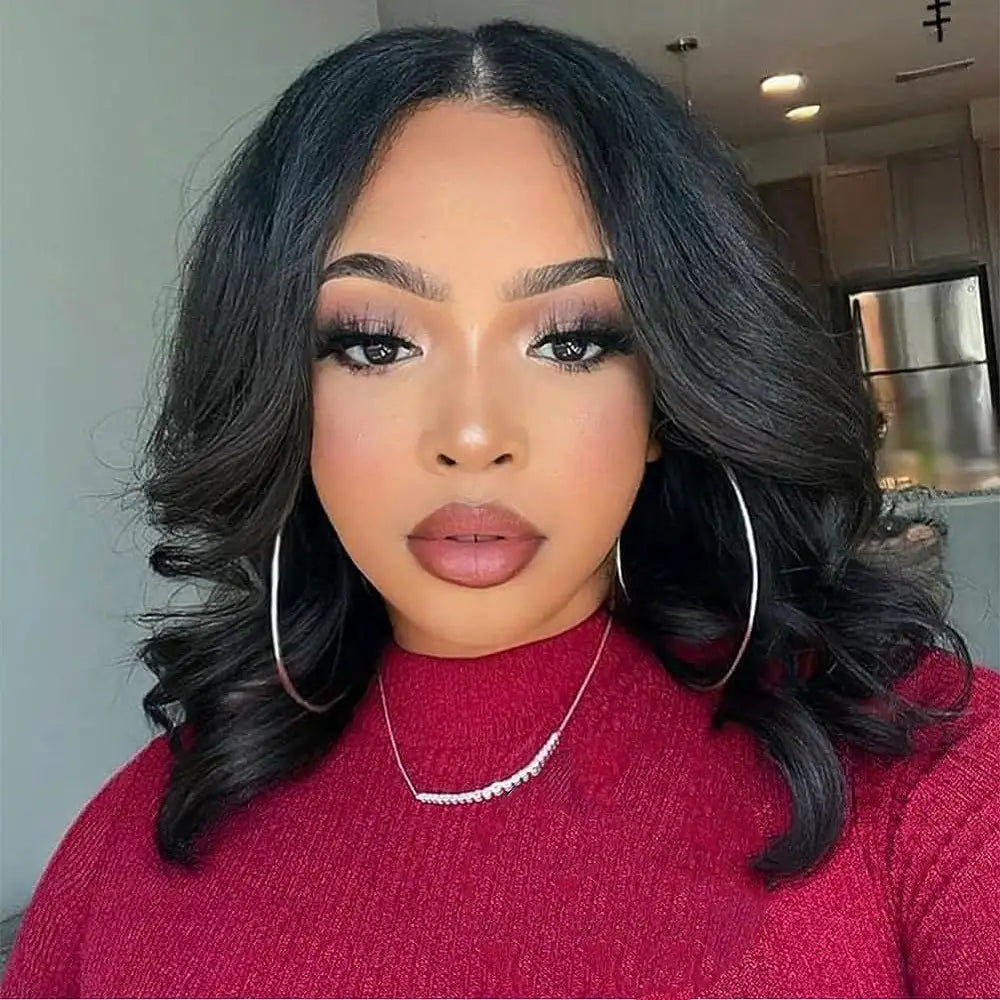 GOLDEN PREMIUM Caramel/BLACK /ORANGE Glow Bob — Ombre Body Wave Bob Wig