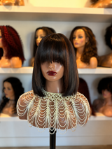 GOLDEN PREMIUM Signature Bang Bob STRAIGHT INDIAN HAIR GLUELESS 12 INCH