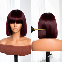 Golden premium bob straight wigs bang/no bang 10 inch human hair NO LACE