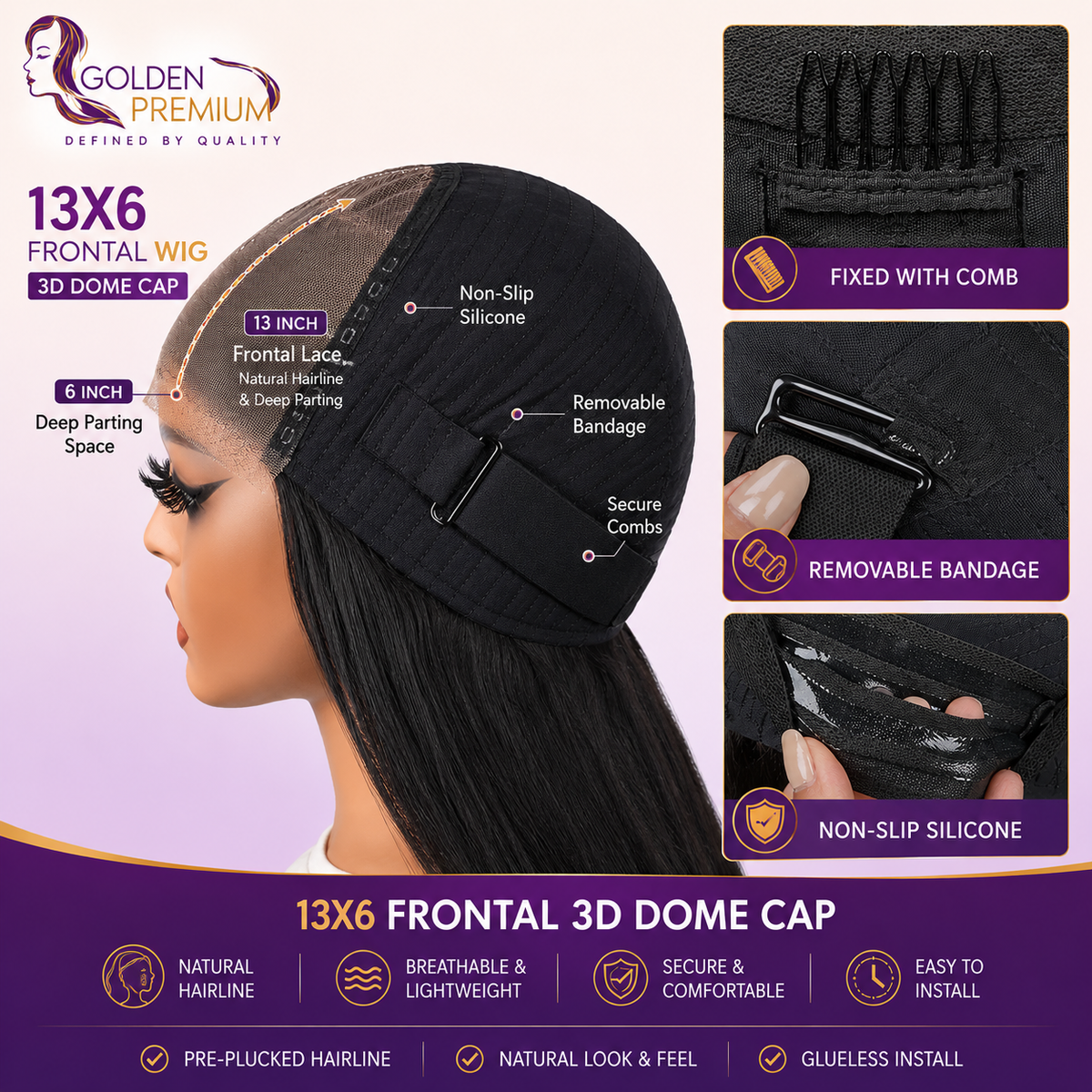 Golden Premium CrownFit™ 13×6 Transparent  Lace Glueless Burmese Curly Wig | Finger Coil Ends | Adjustable Drawstring | 100% Indian Human Hair