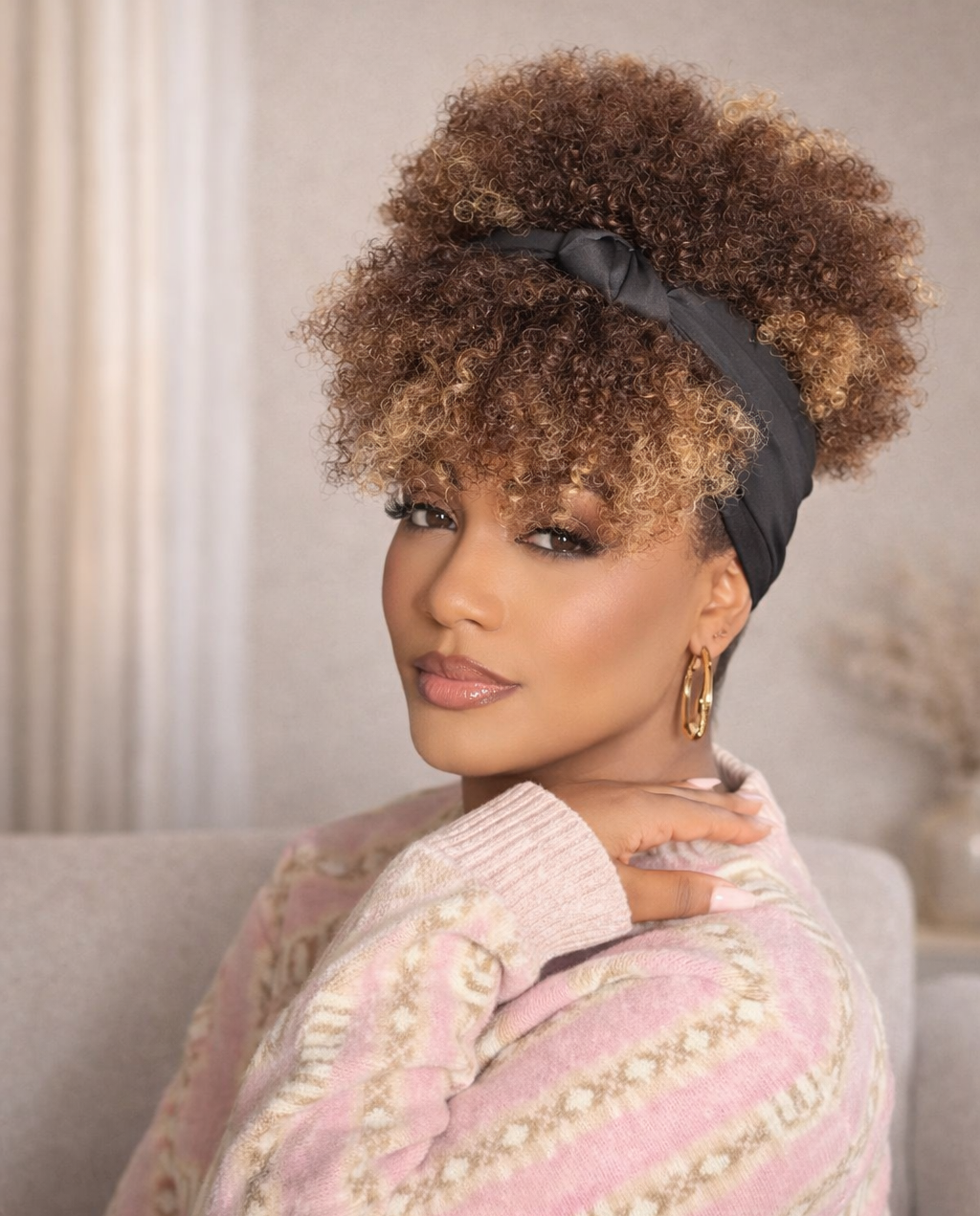 GPH-KINKY CURLY HEADBAND WIG 10001