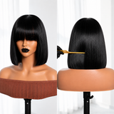 Golden premium bob straight wigs bang/no bang 10 inch human hair NO LACE