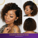 frontal petite tete bob curly  wig 10 inch wig