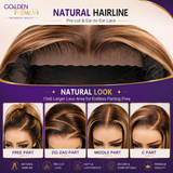 Golden Premium LuxeFlow™ 13x6 HD Lace Honey Blonde Highlight Glueless Wig | Silky Straight | Adjustable Drawstring | 100% Virgin Human Hair