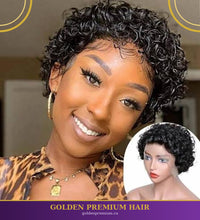 frontal petite tete bob curly  wig 10 inch wig