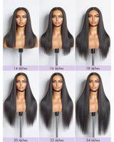 Perruque sans colle Golden Premium LuxeFlow™ 13×6 HD Lace | Lisse et soyeux | Densité 250% | 100% Cheveux Humains Vierges Indiens | Noir Naturel