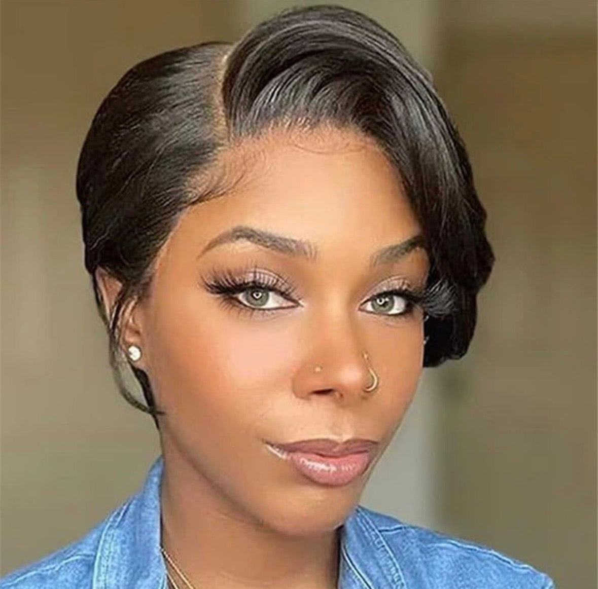 Golden Premium ParisBob™ 13x6 frontal Transparent Lace Pixie Bob Wig