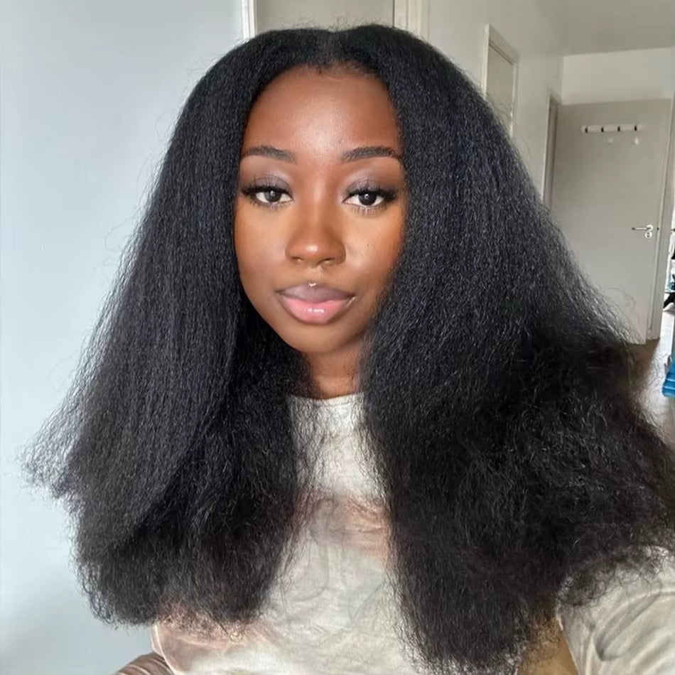 Golden Premium yaki lisse baguettée courte avec ™ 13×4 transparente 35,5 cm Noire