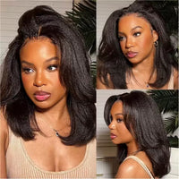 Golden Premium yaki lisse baguettée courte avec ™ 13×4 transparente 35,5 cm Noire