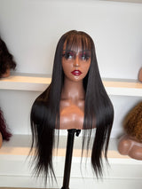 Luxe Midnight Silk Straight Fringe Lace Wig closure wig 30 inch
