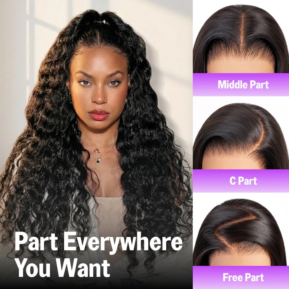 Golden Premium Zero-Wear™ Truly Snap & Go transparent Lace Wig Water Wave CURLY 13x6 Glueless 100% Human Hair Wigs Seamless Fit All Skins