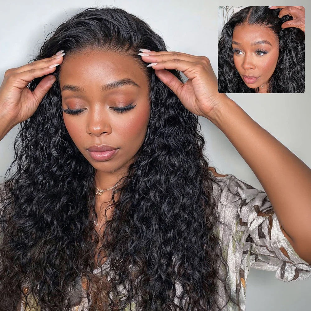 Golden Premium Zero-Wear™ Truly Snap & Go transparent Lace Wig Water Wave CURLY 13x6 Glueless 100% Human Hair Wigs Seamless Fit All Skins