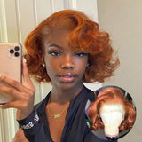 GOLDEN PREMIUM Caramel/BLACK /ORANGE Glow Bob — Ombre Body Wave Bob Wig