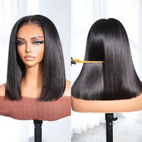 Golden Premium 13x6 Three-Go™ Straight Bob Wig 250% Density Invisible Knots Natural Black Beginner Friendly