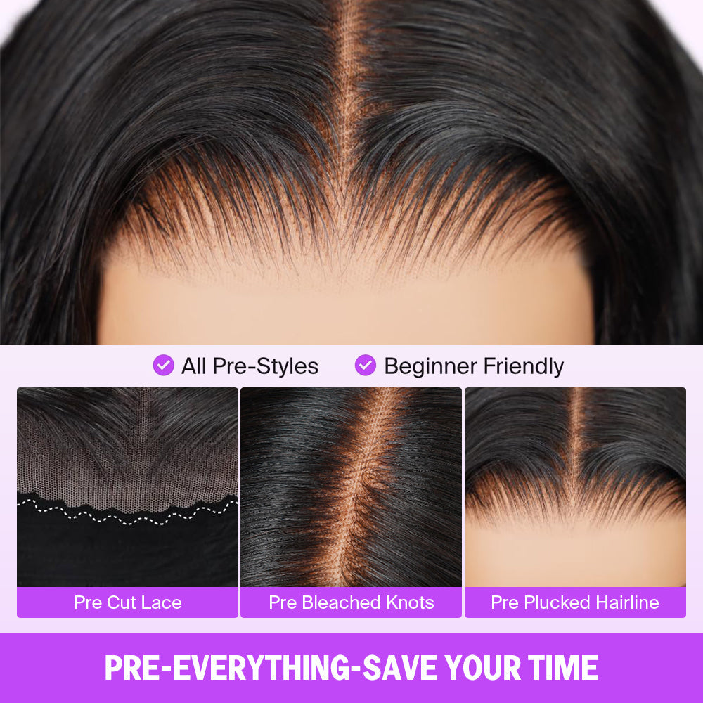 golden premium 13X4 Invisible Knots Short Body Wave Bob Wigs With CLOSURE Lace Natural Hairline