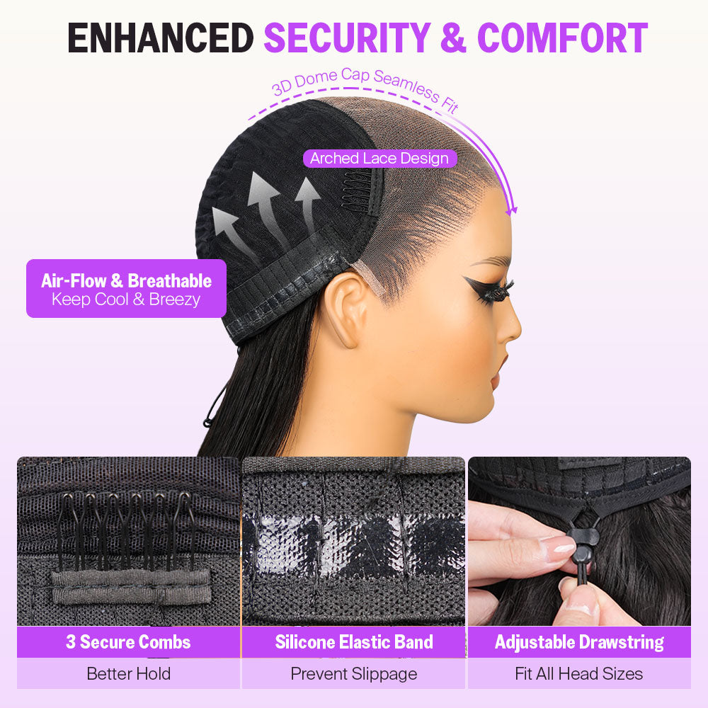 Golden Premium CrownFit™ 13×6 Straight Bob Wig | 250% Density | Transparent Lace | Natural Black