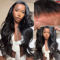 Golden Premium 13x6 Perruque ondulée sans colle noir | Cheveux humains