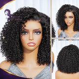 Golden Premium 4x4 Transparent Lace Curly Pixie Bob Wig | 100% Indian Human Hair | Invisible Knots | Natural Black