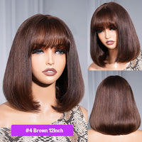 GOLDEN PREMIUM Signature Bang Bob STRAIGHT INDIAN HAIR GLUELESS 12 INCH