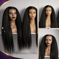 Golden Premium CrownFit™ 13×6 Glueless Wig Yaki Straight | Adjustable Drawstring | 100% Human Hair