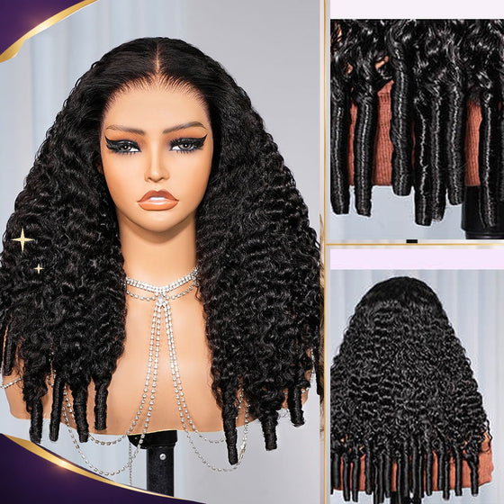 Perruque Golden Premium CrownFit™ 13x6 HD Lace Deep Curly sans colle | Bouts bouclés au doigt | Cordon de serrage ajustable | Cheveux 100% humains indiens