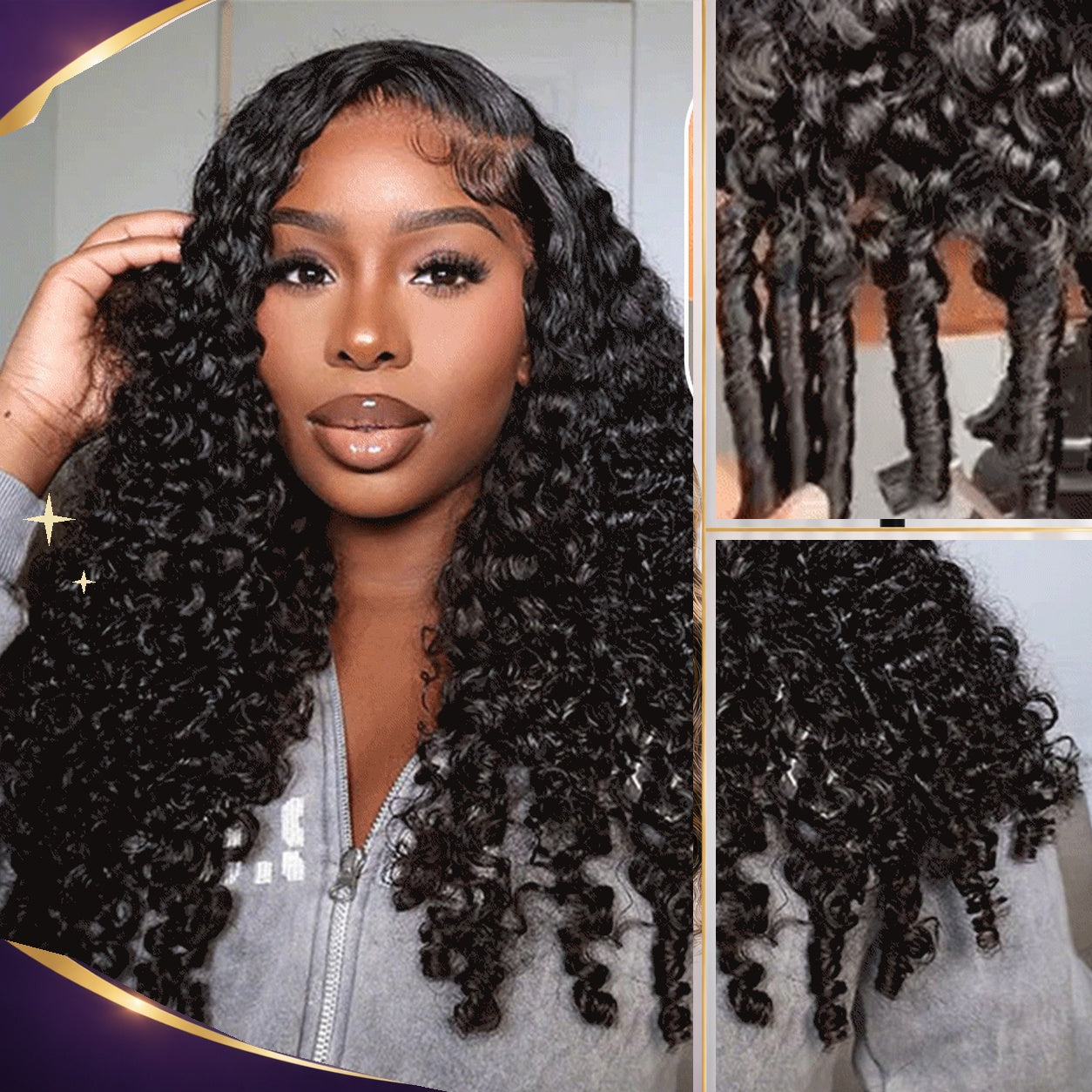 Golden Premium CrownFit™ 13×6 Transparent  Lace Glueless Burmese Curly Wig | Finger Coil Ends | Adjustable Drawstring | 100% Indian Human Hair