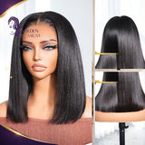 Golden Premium CrownFit™ 13×6 Straight Bob Wig | 250% Density | Transparent Lace | Natural Black