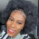 GPH perruque natteGolden Premium Courte Vague Afro Bouclée 13x6lace Perruque Avant Perruque Tressée Cornrow Pour Femmes Noires Perruque Frontale Transparente Crépue Bouclée | 100% Cheveux Humains Indiens