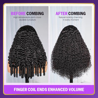 Golden Premium CrownFit™ 13×6 Transparent  Lace Glueless Burmese Curly Wig | Finger Coil Ends | Adjustable Drawstring | 100% Indian Human Hair