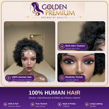 GPH perruque natteGolden Premium Courte Vague Afro Bouclée 13x6lace Perruque Avant Perruque Tressée Cornrow Pour Femmes Noires Perruque Frontale Transparente Crépue Bouclée | 100% Cheveux Humains Indiens
