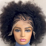 GPH perruque natteGolden Premium Courte Vague Afro Bouclée 13x6lace Perruque Avant Perruque Tressée Cornrow Pour Femmes Noires Perruque Frontale Transparente Crépue Bouclée | 100% Cheveux Humains Indiens
